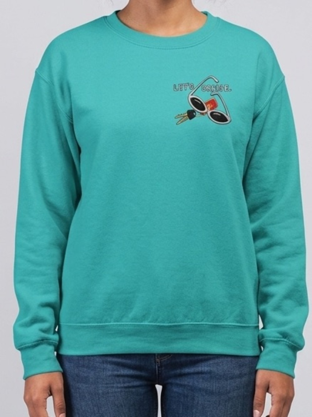 Gildan “Let’s Cruise” Vibrant Teal Crewneck Sweater